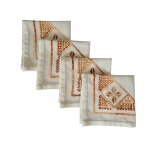 Vintage Cross Stitched Embroidered Napkins Set Of 4 Handmade